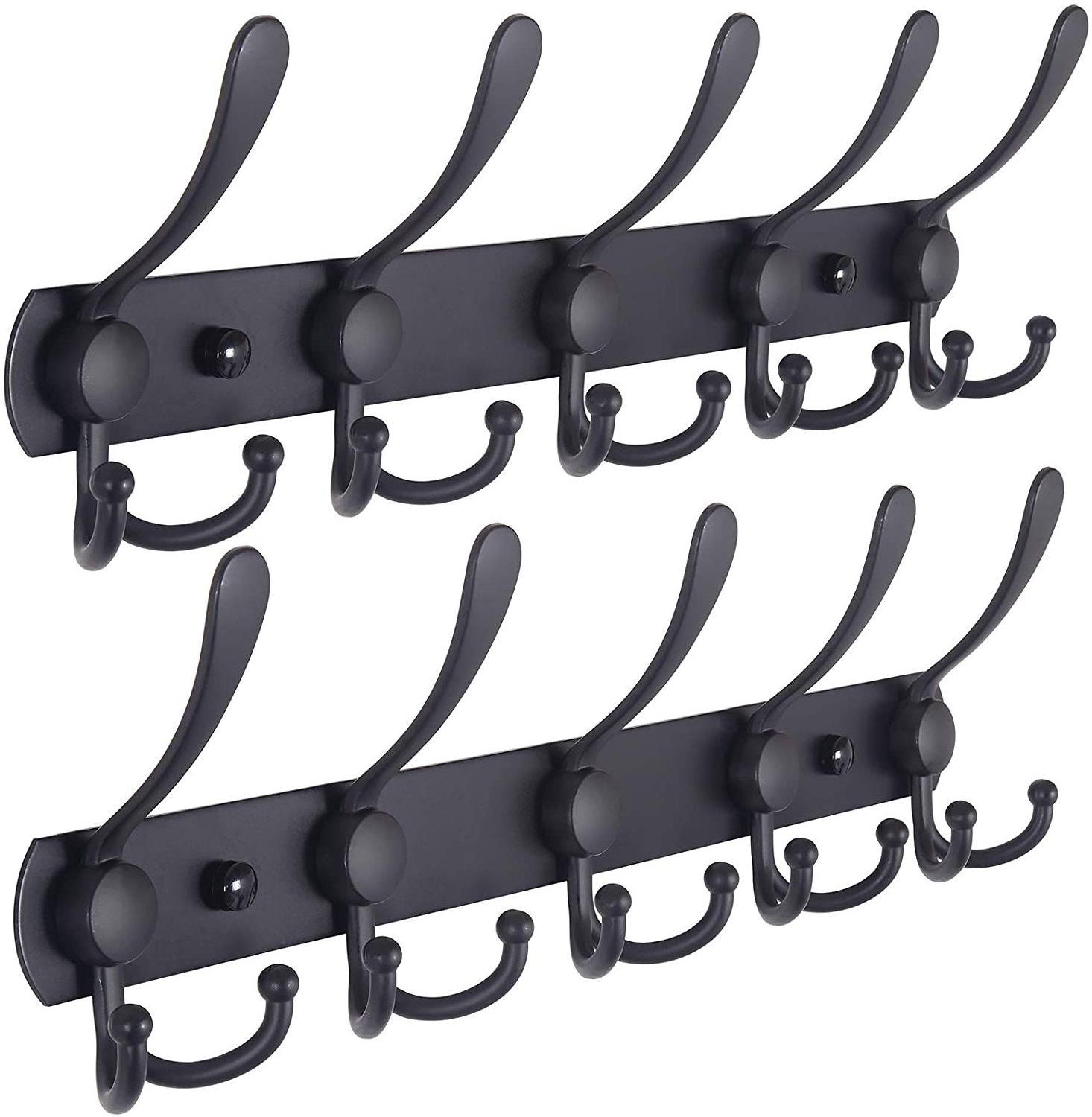 Black 5 Tri Hooks Bathroom Bedroom Stainless Steel Metal Hook Industrial Standing Bath Towel Coat Rack Wall Mount Clothes Hooks