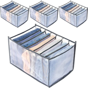 Best Seller Foldable Underwear Box Set Of 4 Storage Boxes & Bins 7 Grids Closet Wardrobe Jeans Clothes Organizer For Bedroom