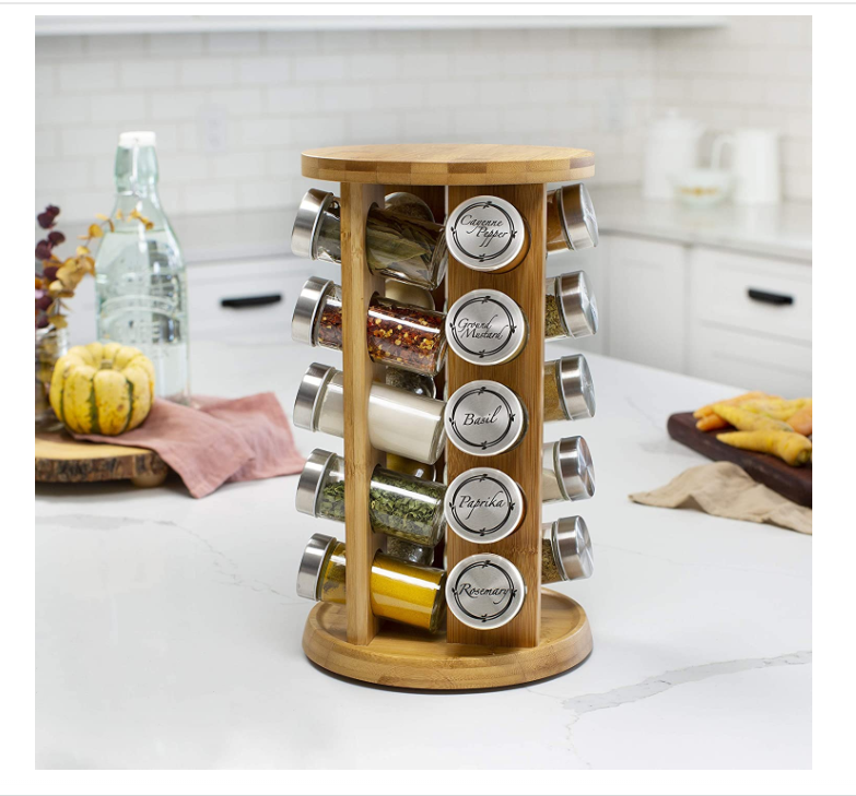 Factory Price Round Kitchen Wooden Spice Jars Rack Organizer Shelf Countertop Pantry Rotating Wood Spice Storage Rack