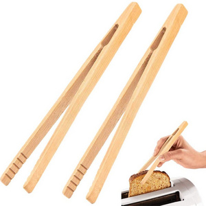 Kitchen Baking Tools Classic 7 Inch Natural Bamboo Tongs Tweezers Clamp Food Salad Bread Toast Tongs