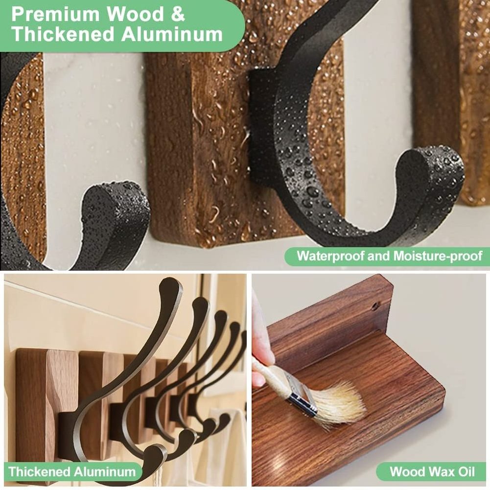 4 Pack Rustic hangers for clothes wall mounted wooden coat hooks