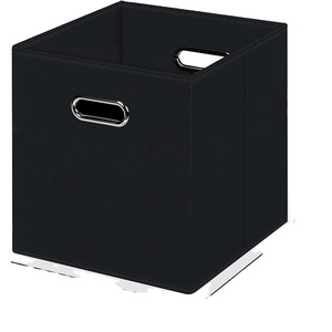 Custom Black convenient foldable Cubes Bins fabric clothing storage box