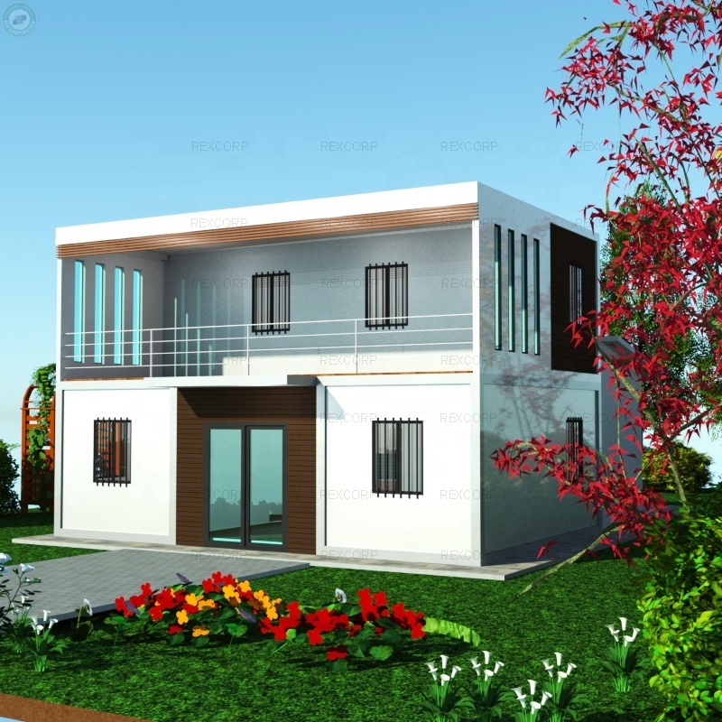 2 Storey Three Bedroom Modular Prefabricated House Container House in Philippines Residential with Balcony