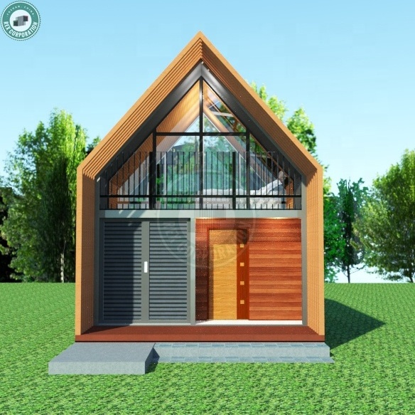 A Frame Aluminium House with Balcony Honeymoon Holiday Prefab House Prefab Loft with Glass Moon Roof