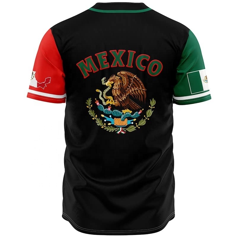 2023 NEW Men's Mexico Baseball Jersey Eagle Mexico Baseball Full Button Down Jersey Shirts Mexican Flag Baseball Jersey