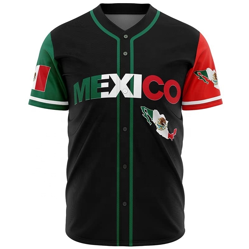 2023 NEW Men's Mexico Baseball Jersey Eagle Mexico Baseball Full Button Down Jersey Shirts Mexican Flag Baseball Jersey