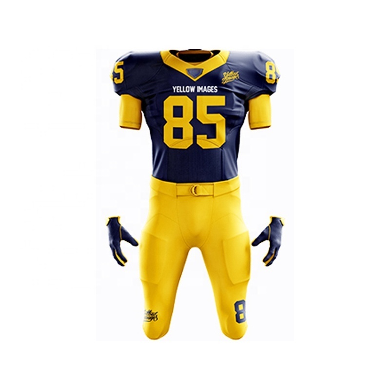 Yellow Jerseys American Football Jersey Uniform Youth American Football Wear Wholesale