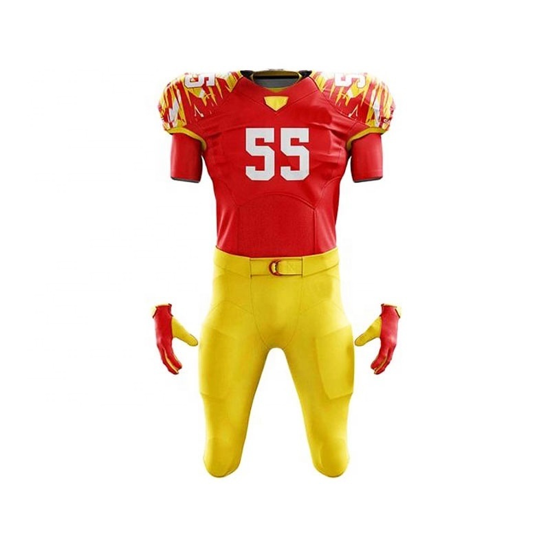 Yellow Jerseys American Football Jersey Uniform Youth American Football Wear Wholesale