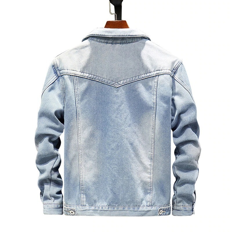 Men's light blue winter denim jacket jacket coat warm denim coat 2021 new large size wool lining thick winter denim jacket