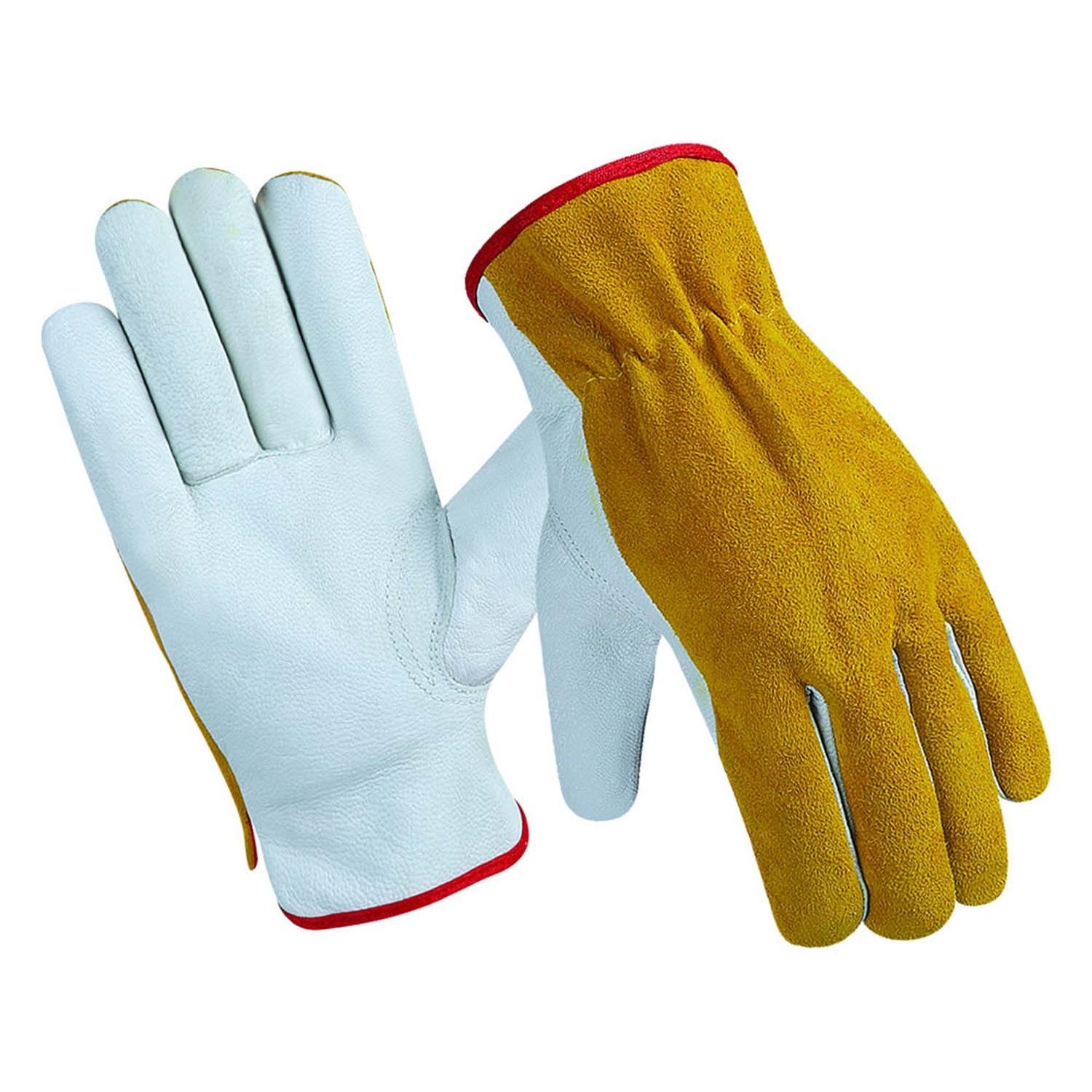 Fleece Lining Goat Grain Breathable Spandex Back Heavy Duty Driving Gloves Heat Cold resistant Leather Working Hand Gloves