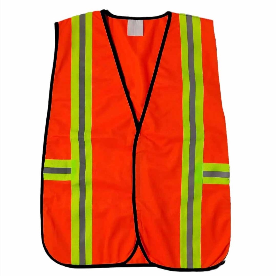 High Visibility Safety Cheap Orange Reflector Waistcoat Reflective Vest with Pockets and Zipper