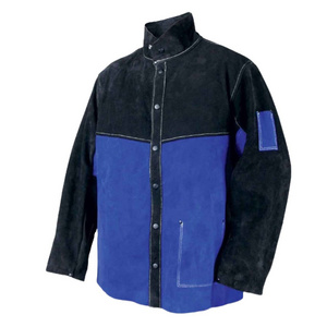 Heat and Spark Resistant Cowhide Split Leather Welding Jacket Heavy Duty Construction Firefighting welders jacket