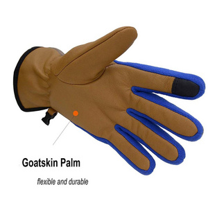 Fleece Lining Goat Grain Breathable Spandex Back Heavy Duty Driving Gloves Heat Cold resistant Leather Working Hand Gloves