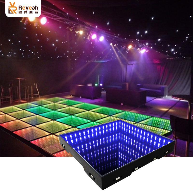 High Quality RGB Dance Tiles Panels Portable Glass Disco Night Club 3d Infinity Mirror Led Dance Floor