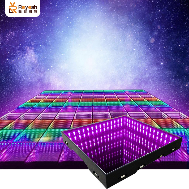 High Quality RGB Dance Tiles Panels Portable Glass Disco Night Club 3d Infinity Mirror Led Dance Floor