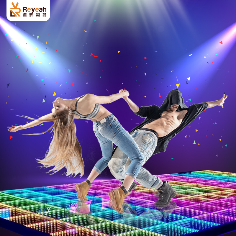 High Quality RGB Dance Tiles Panels Portable Glass Disco Night Club 3d Infinity Mirror Led Dance Floor