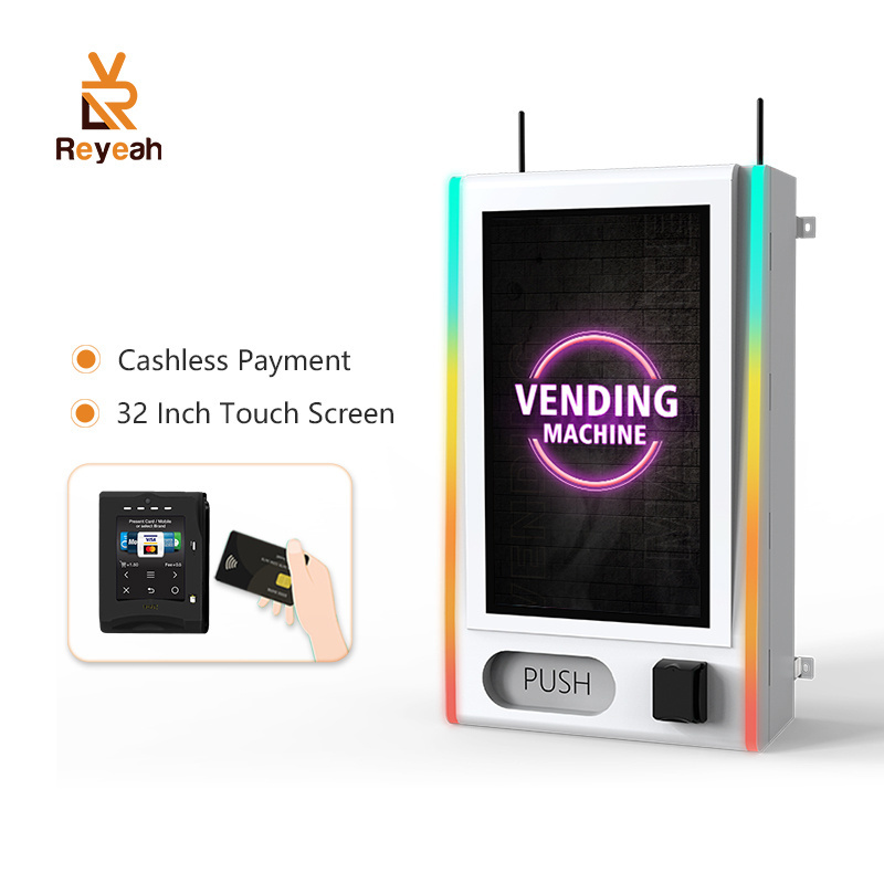 Reyeah 32 Inch Touch Screen Wall Mount Small Crystal Vending Machine Mini Lash Makeup Vending Machine With Credit Card