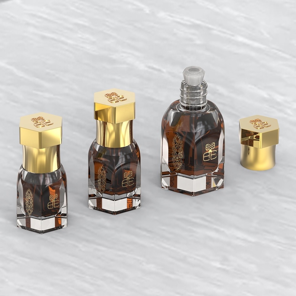 2023 New Design Of Zamak Cap 3ML 6ML 12ML Attar bottle glass Tola Bottle For oud oil