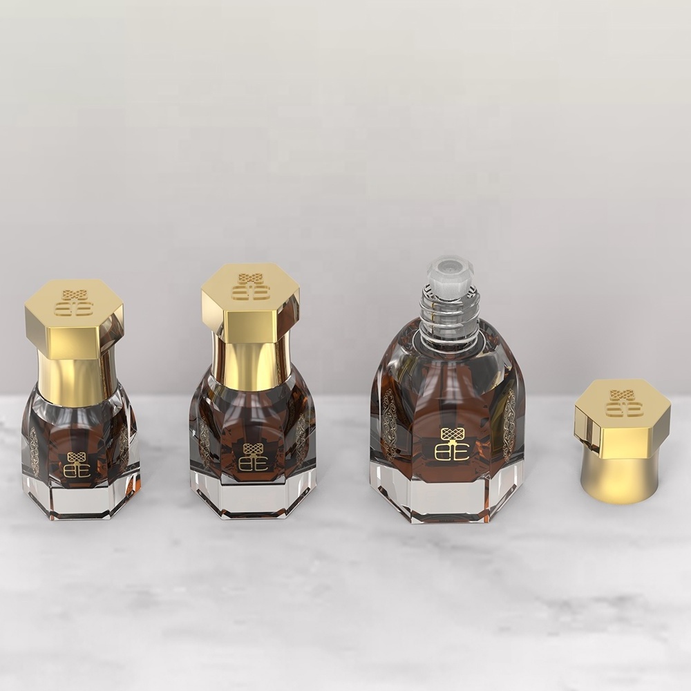 2023 New Design Of Zamak Cap 3ML 6ML 12ML Attar bottle glass Tola Bottle For oud oil