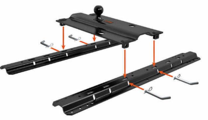 REYNOL customizable  BENT PLATE 5TH WHEEL RAIL GOOSENECK HITCH WITH 2-5/16