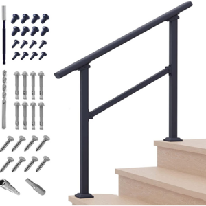 Outdoor Steps Fit 1 Or 3 Steps Outdoor Stair Railing Wrought Iron Flexible Front Porch Hand Rail Transitional Handrail