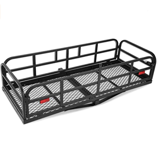 Foldable folding rear rack luggage trailer hitch mount cargo carrier basket for car suv pick up truck camping traveling