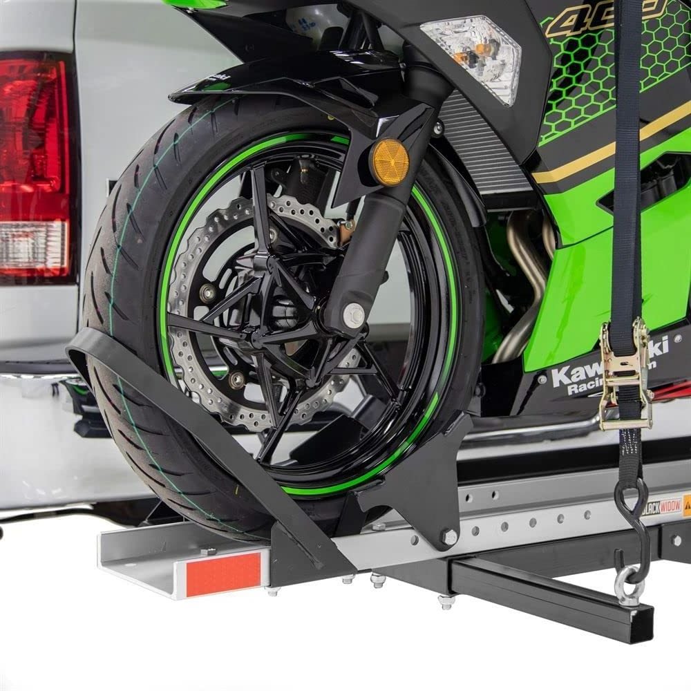 500lbs Steel 2 Arms 2 inch Towbar Hitch Mount Scooter Motorcycle Motorbike Carrier Rack with Ramp