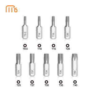 OEM ODM screwdriver bit Bright Chrome H6.35*25mm Torx screwdriver bit T9.0 T10 T15 T20 T25 T27 T30 T35 T40 Multiple size