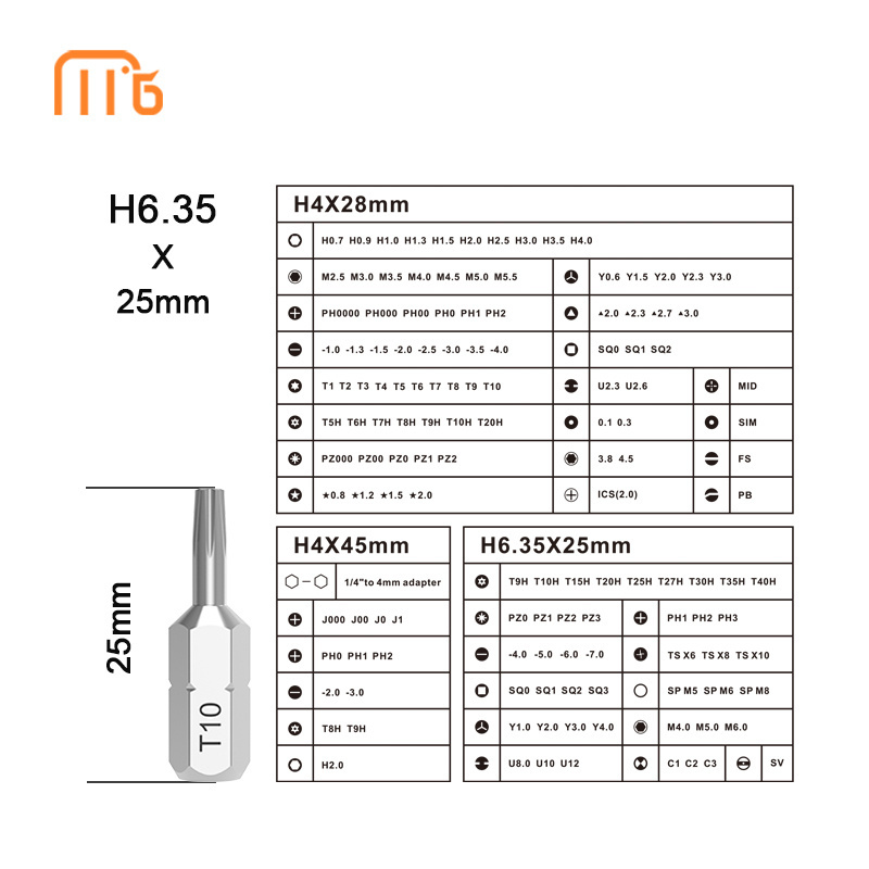 OEM ODM screwdriver bit Bright Chrome H6.35*25mm Torx screwdriver bit T9.0 T10 T15 T20 T25 T27 T30 T35 T40 Multiple size