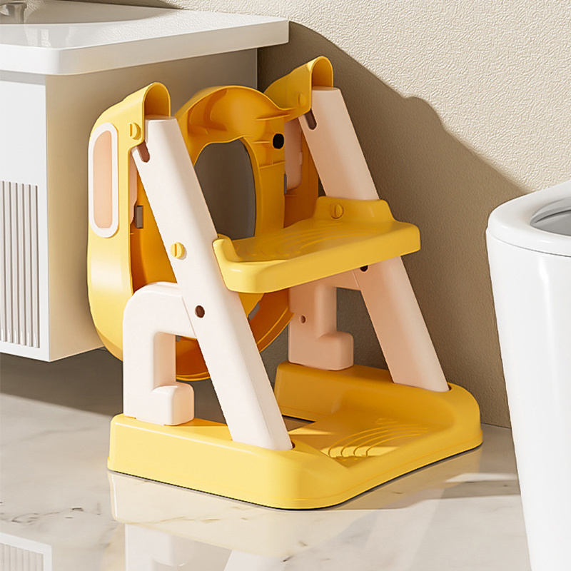 Kid  Folding Adjustable Soft PVC Cushion Children Toddler Toilet Baby Potty Training Seat Chair with Step Stool Ladder