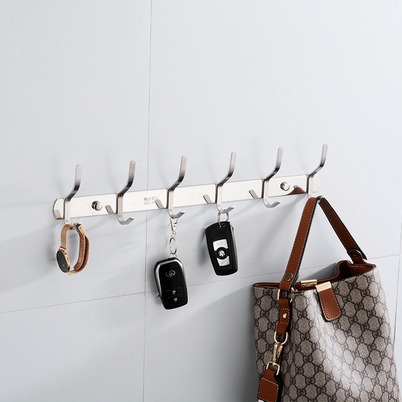 Fashion Stainless Steel Hanging Row Hooks Wall Mounted Cloth Hanger