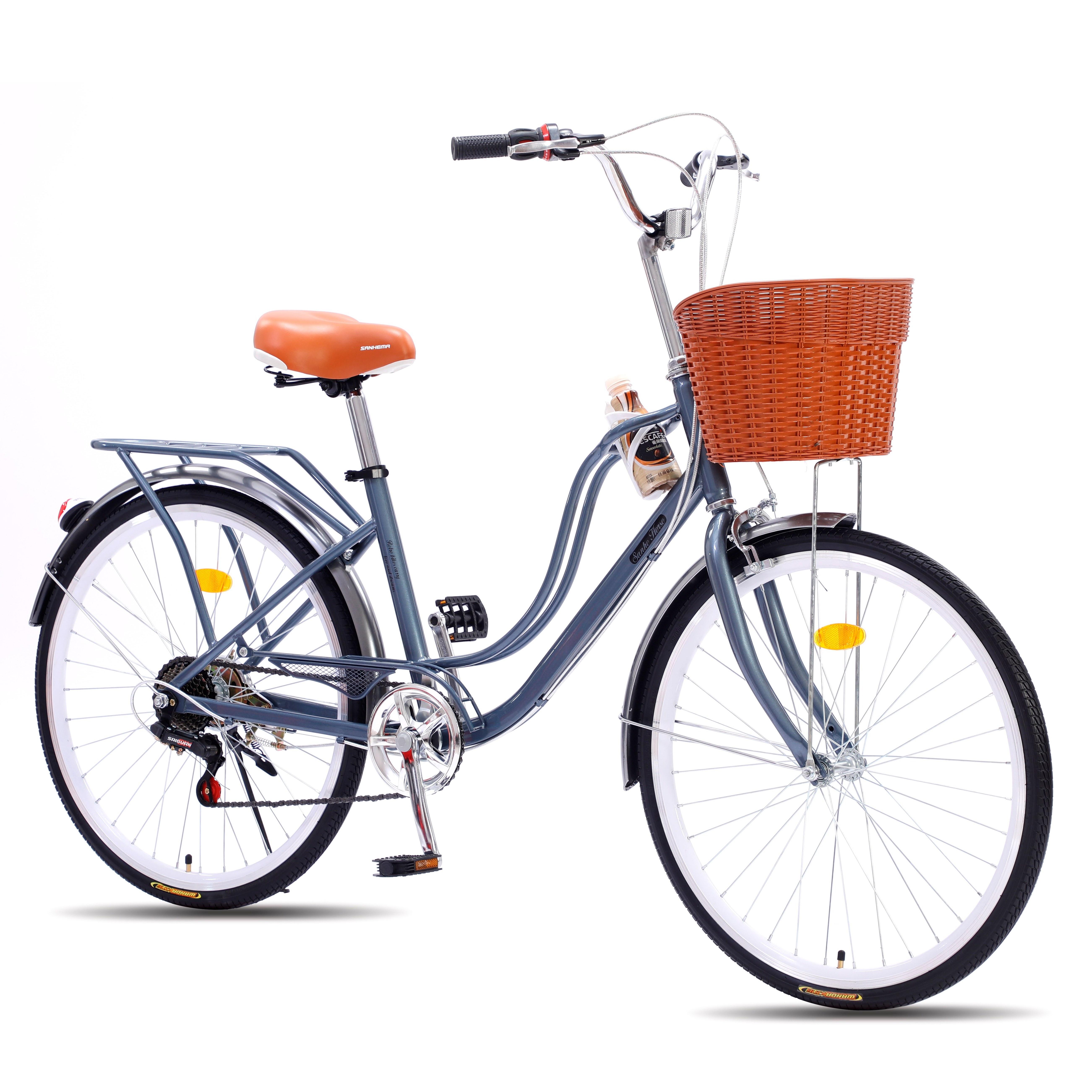 Wholesale cheap lady old style city bike fashional 26 inch women city bicycle 6 speed OEM ODM bicicleta