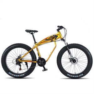 Aluminum Alloy Cruiser Bike Yellow Snow Mountain Bicycle with Fat Tire Chinese Manufacturer's Fat Tire Mountain Bicycle