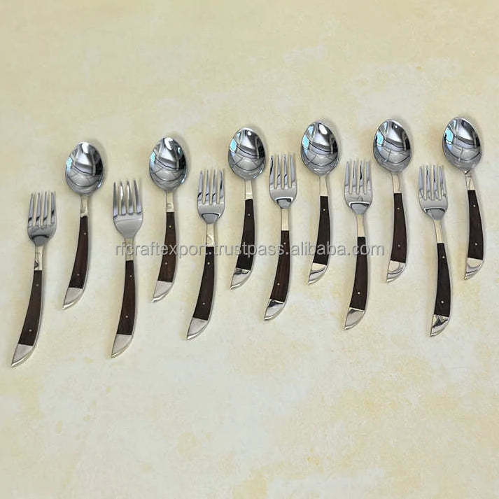 Wholesale resin metal flatware set of 12 for kitchen & restaurant custom size brass flatware spoon & fork by RF Crafts