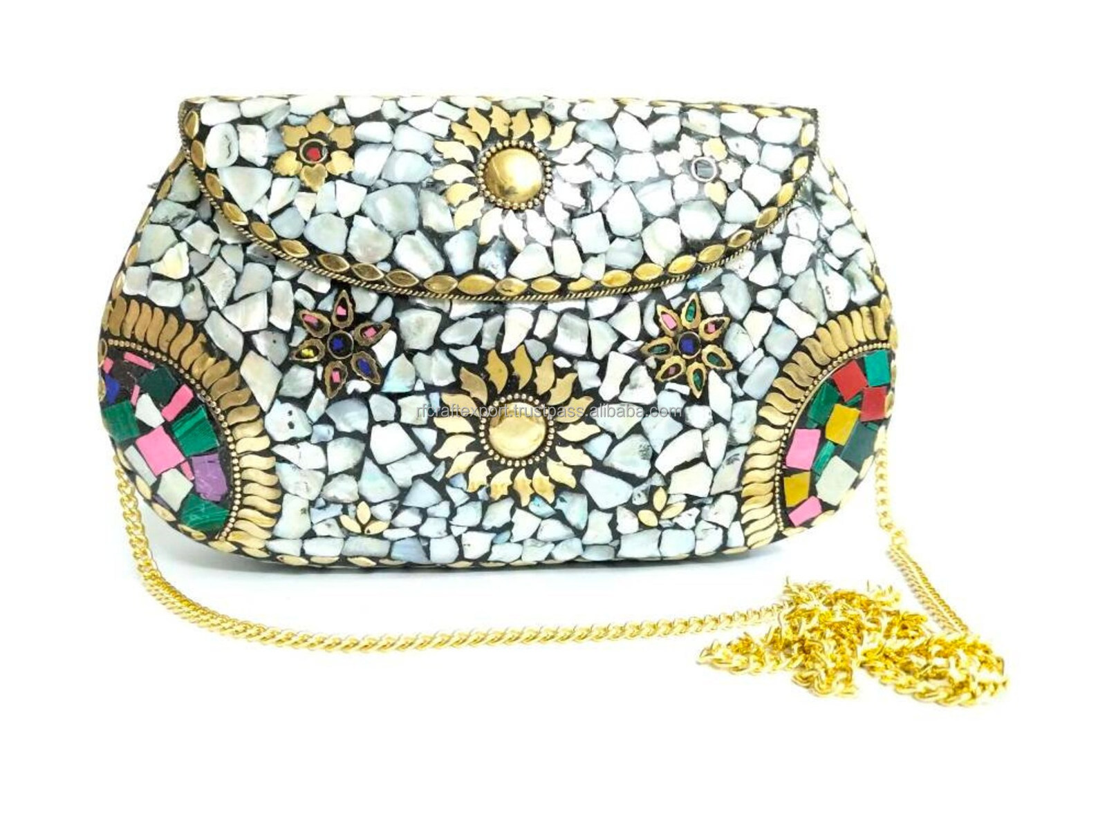 Firoja mosaic work purses metal clutch bags