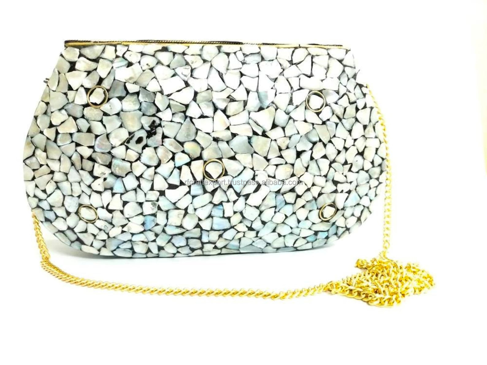 Firoja mosaic work purses metal clutch bags