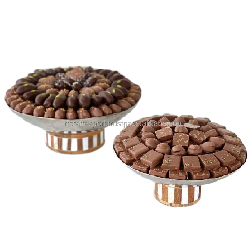 New arrival chocolate serving tray with finest quality large size wood and acrylic dessert tray from India by RF Crafts