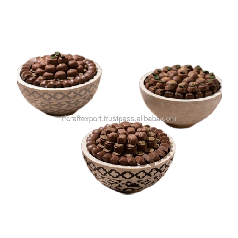 New arrival chocolate serving tray with finest quality large size wood and acrylic dessert tray from India by RF Crafts