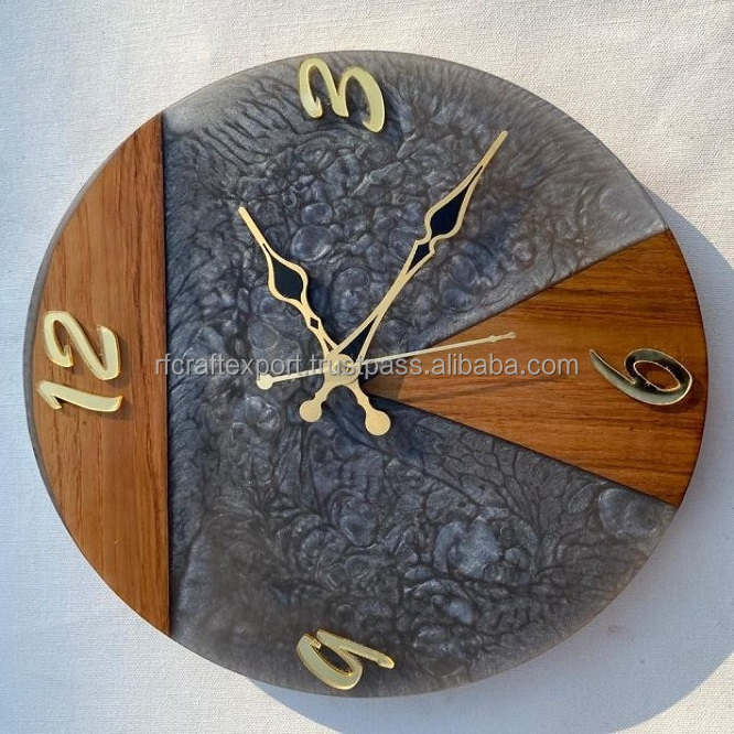 Unique Design Wood Wall Clock 12 Inch Silent Non Ticking Battery Operated Quartz Round Wooden Wall Clock by RF Crafts