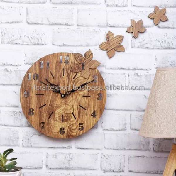 New Best Quality Solid Wood Large Size Wall Clock for Living Room Wall Decoration from India by RF Crafts