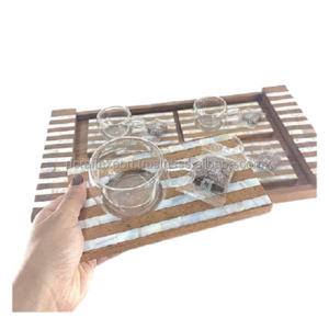 New Special High Quality Mother of Pearl Tray with Serving Plate of 6 in Trending for Serving from India by RF Crafts