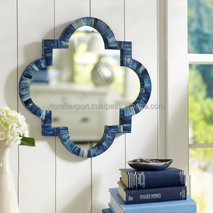 New Modern Traditional Indian handmade Customized Shape Bone Inlay Wall Mirror frame from India by RF Crafts