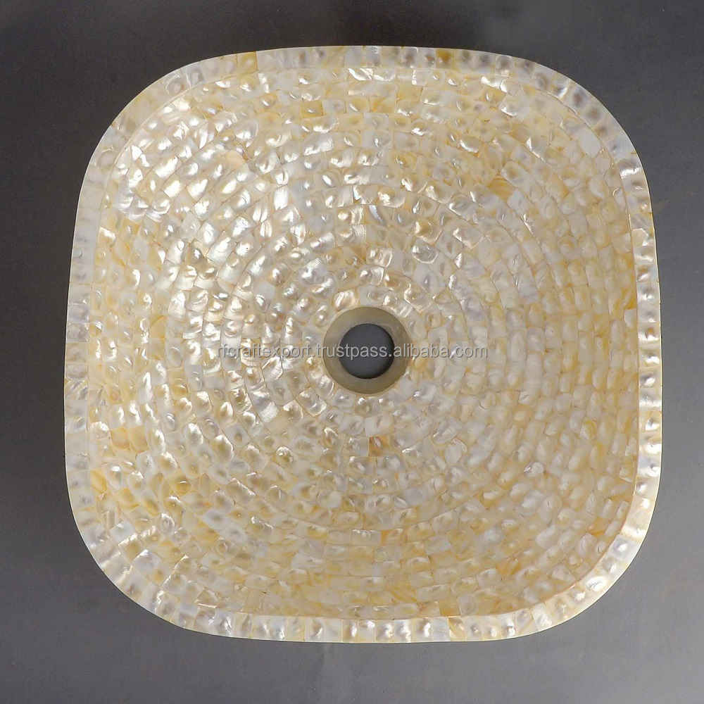 Hot Selling Design Basin made by river shell/mother of pearl latest design manufacturing home decor from India by RF Crafts