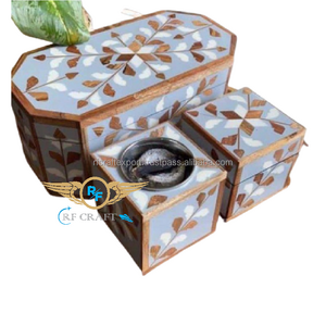 New Arrival wooden Mother of Pearl Inlay Tray Box burner set for Home decoration Arabic Mop Mubkhar Ramadan Gift