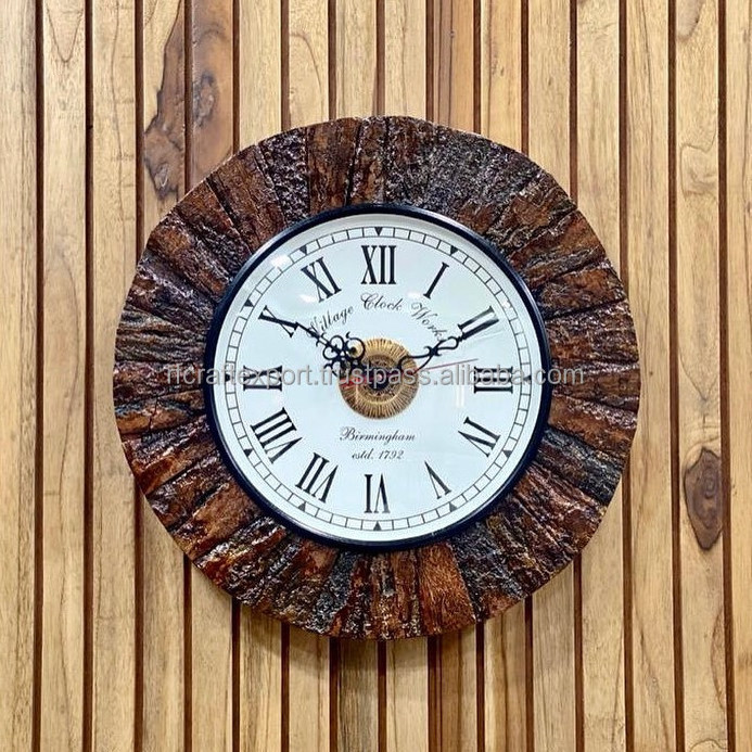 New Wall Clock Square Silent Non Ticking Clock 12 Inch Wood Natural Wooden Walnut Brown Home Decor for Living Room by RF Crafts