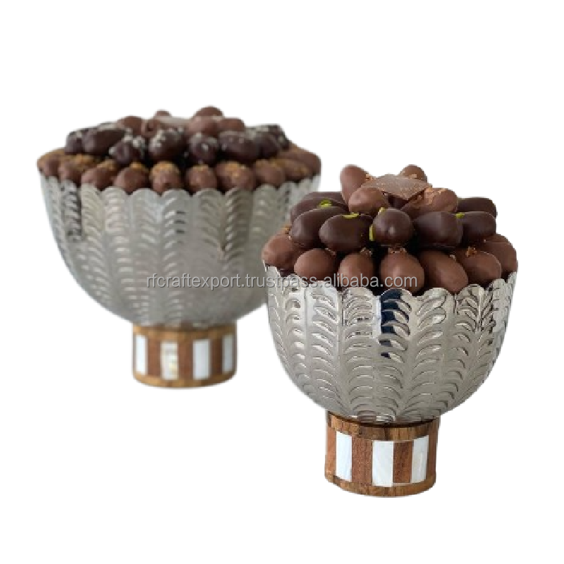 New arrival chocolate serving tray with finest quality large size wood and acrylic dessert tray from India by RF Crafts