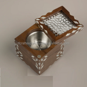 Wholesale Newest Arabian Natural Wood Color Mother Of Pearl Incense Bakhoor Burner For Increase Home Fragrance by RF Crafts