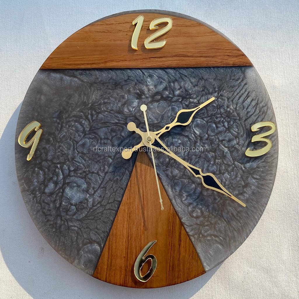 Unique Design Wood Wall Clock 12 Inch Silent Non Ticking Battery Operated Quartz Round Wooden Wall Clock by RF Crafts