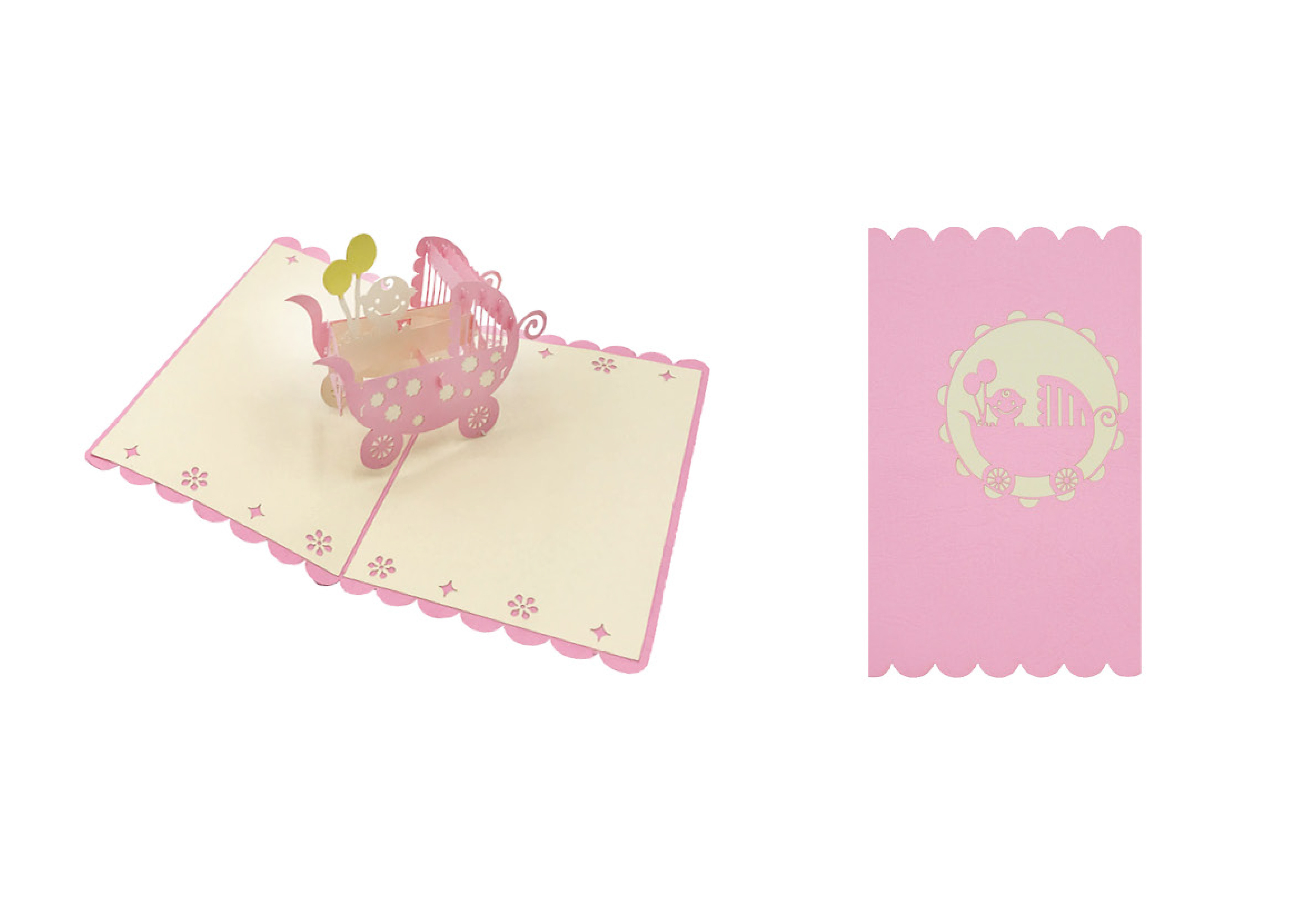 Origami Surprise Italian Graphic Design gift Greeting cards Popup 3D for the birth of a baby girl