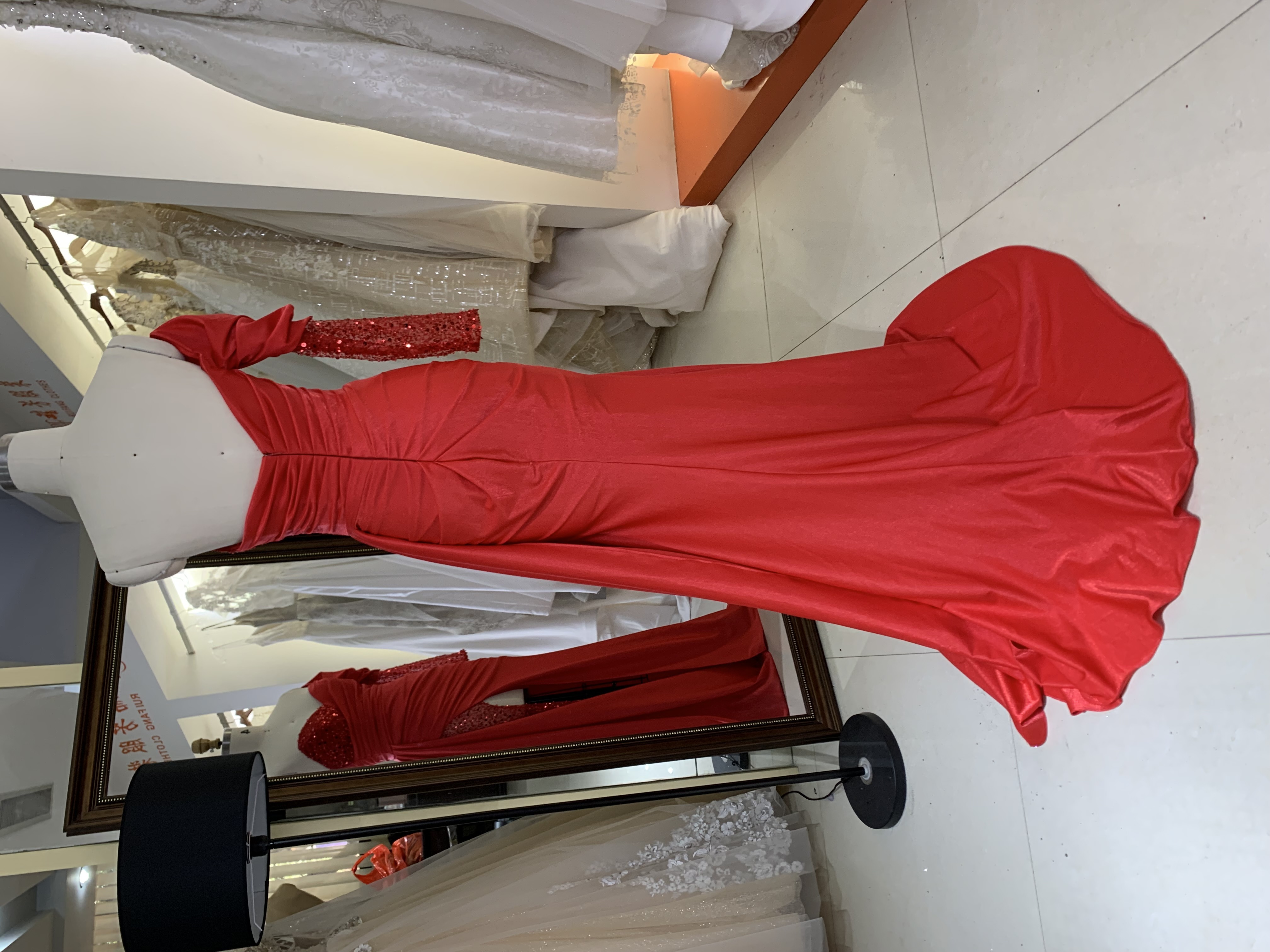 Red long sleeve mermaid mother of the bride wedding evening dresses 2022